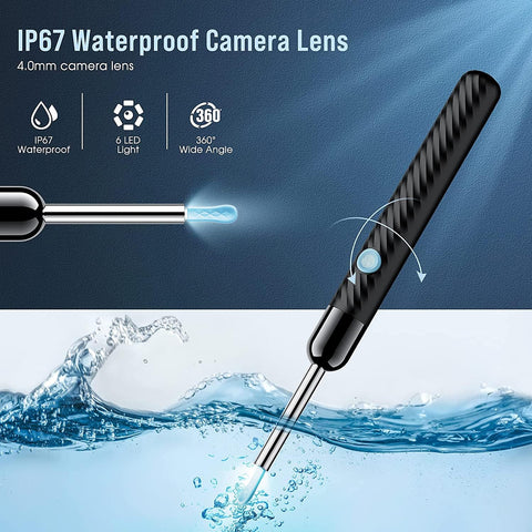 Ear Wax Removal - Earwax Remover Tool with 8 Pcs Ear Set - Ear Canal Cleaner with 1080P Camera - FSA HSA Eligible - Ear Cleaning Kit with 6 Ear Spoon - Ear Camera for iOS & Android (Black) LEIPUT