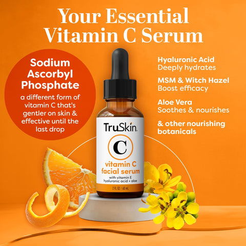 TruSkin Vitamin C Serum For Face – Anti Aging Formula with Vitamin C, Hyaluronic Acid, Vitamin E – Brightening Serum – Improve Appearance of Dark Spots, Tone, Fine Lines & Wrinkles, 2 Fl Oz TruSkin