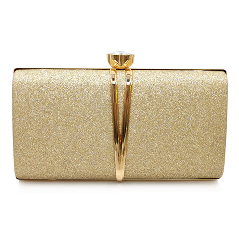 Aovtero Evening Bag Clutch Purses Women Wedding Party Bridal Handbag with Chain (Glitter-Gold) Aovtero