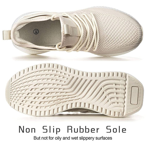 SDolphin Running Walking Shoes Women - Tennis Sneakers Athletic Lightweight Workout Gym Nurse Ladies Fashion Comfortable Memory Foam Non Slip Training Shoes Beige SDolphin