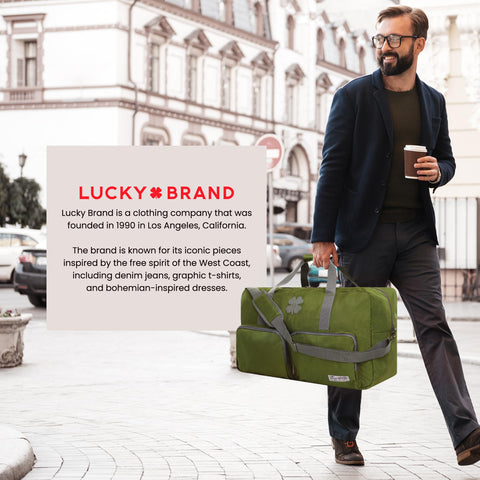 Lucky Travel Duffel Bags 65L, Gym Bag, Travel Bag & Large Duffle Bag for Men, Foldable Overnight Weekender Bags for Women & Men with Adjustable Shoulder Strap, Loden Green Lucky Brand