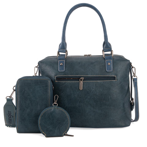 Wrangler 3Pcs Doctor Bag Set for Women, Top Handle Satchel Purse Barrel Handbags Cell Phone Purse Leather Hobo Bags WG48S-S5110JN Montana West