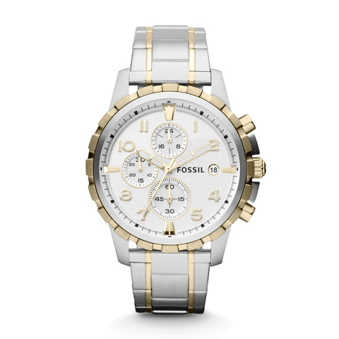 Fossil Men's Dean Quartz Stainless Steel Chronograph Watch, Color: Gold/Silver (Model: FS4795IE) Fossil