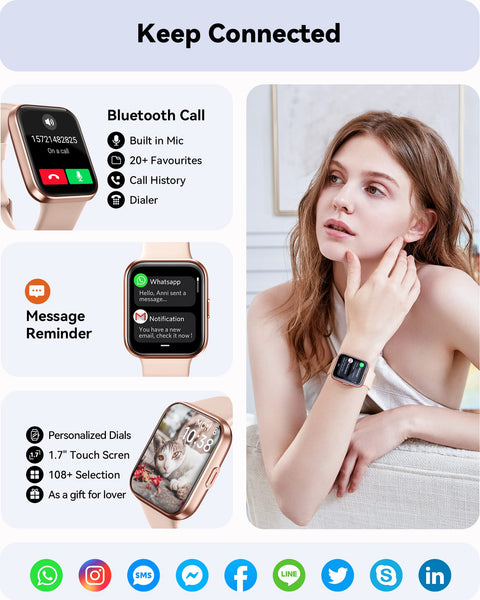 ENOMIR Smart Fitness Watch for Men Women(Answer/Make Call), Alexa Built-in, with Heart Rate SpO2 Sleep Monitor 100 Sports 5ATM Waterproof Activity Trackers and Smartwatches for iOS&Android Phones ENOMIR