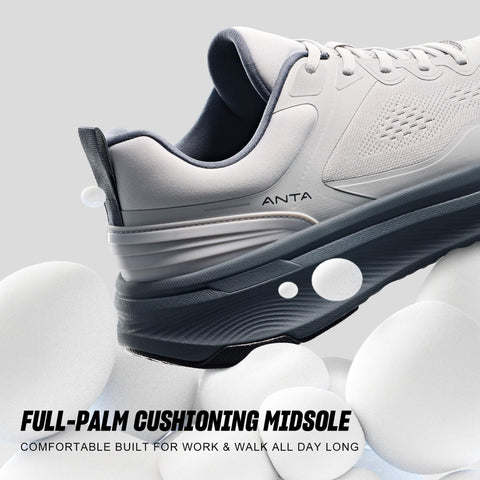 ANTA Men's Ebuffer 9.0 Walking Shoes Sneakers with Cushioned Comfortable & Breathable, High-Rebound Midsole for Commuting, Jogging, Urban Walking, Workout, Gray, 12