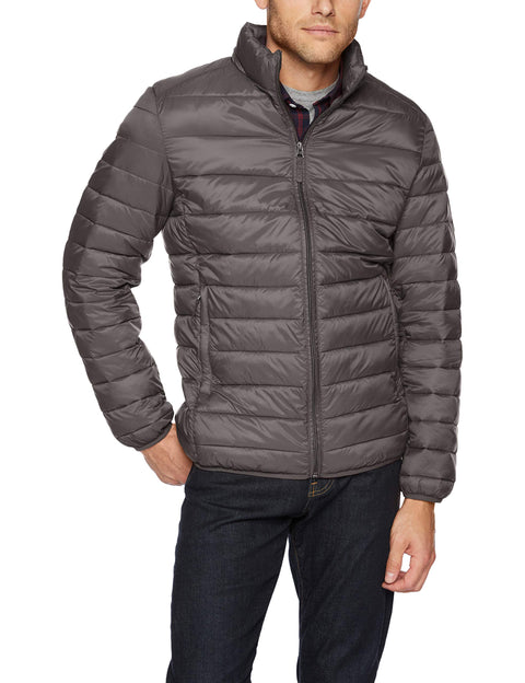 Amazon Essentials Men's Packable Lightweight Water-Resistant Puffer Jacket (Available in Big & Tall), Grey, 4X-Large Big