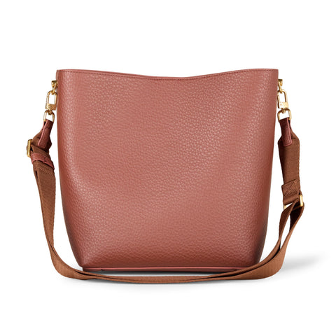 Amazon Essentials Women's Soft Bucket HandBag Tote with Minimalist Design, Dark Brown, One Size