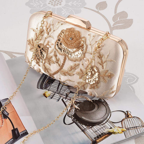 UBORSE Embroidery Sequin Beaded Clutch Purses for Women Evening Bags Formal Party Wedding Purses Prom Cocktail Party Handbags UBORSE