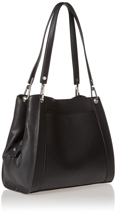Calvin Klein Reyna Novelty Triple Compartment Shoulder Bag, Black/Silver Combo,One Size Calvin Klein