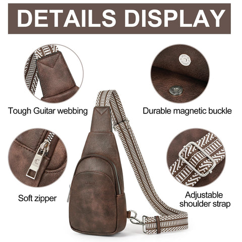 CLUCI Small Sling Bag for Women Crossbody, Faux Leather Trendy Waist Packs with Guitar Strap, Women's Fanny Packs CLUCI