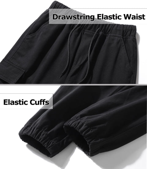 TLAENSON Boys Cargo Joggers Pants Casual Jogging Trousers Bottom for Kids Black Size 175/14-16 Years