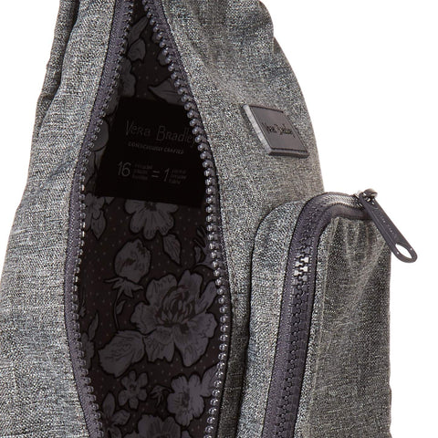 Vera Bradley Women's Recycled Lighten Up Reactive Mini Sling Backpack, Gray Heather, One Size Vera Bradley