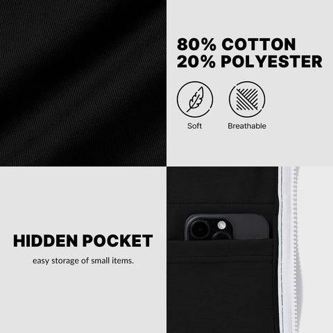 Ohoo Men's Zip Up Hoodie Lightweight Slim Fit Sweatshirt Full Zip Hooded Jacket / DCF002-BLACK-L