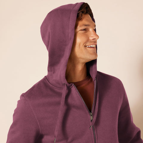 Amazon Essentials Men's Full-Zip Fleece Hoodie (Available in Big & Tall), Burgundy, Large