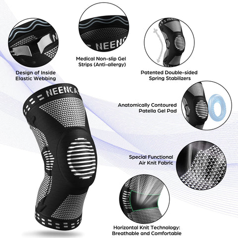 NEENCA Professional Knee Brace for Pain Relief, Medical Knee Support with Patella Pad & Side Stabilizers, Compression Knee Sleeve for Meniscus Tear, ACL, Joint Pain, Runner, Workout - FSA/HSA Eligible NEENCA