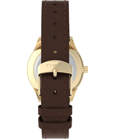Timex Women's Modern Easy Reader 32mm Watch - Brown Strap Mother of Pearl Dial Gold-Tone Case Timex