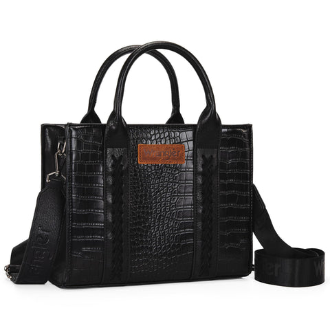 Wrangler Tote bag for women satchel bag black purse for womens purses and handbags cute trendy Women's Purses bolsa wrangler para mujer with Zipper and Pocket top handle with strap WG70-8120BBK Montana West