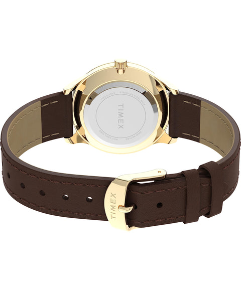 Timex Women's Modern Easy Reader 32mm Watch - Brown Strap Mother of Pearl Dial Gold-Tone Case Timex