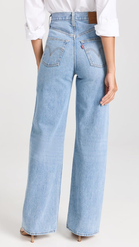 Levi's Women's Ribcage Wide Leg Jeans, Far and Wide, Blue, 26