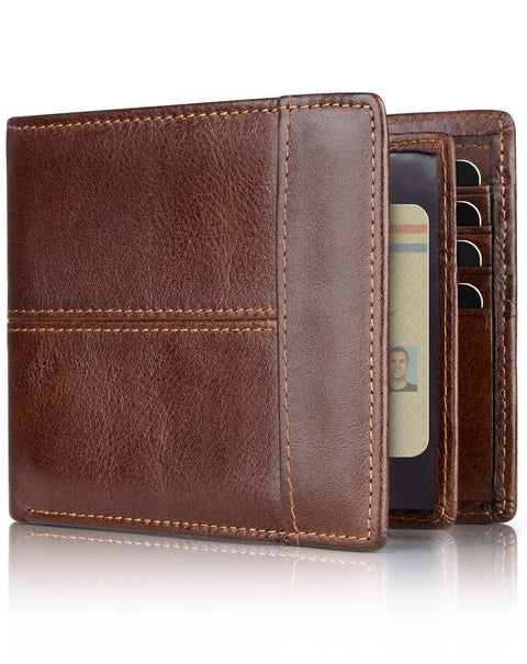 Swallowmall Mens Wallet Rfid Blocking Leather Wallet for Men Bifold Wallet Leather with 1 ID Window 16 Card Slot Swallowmall