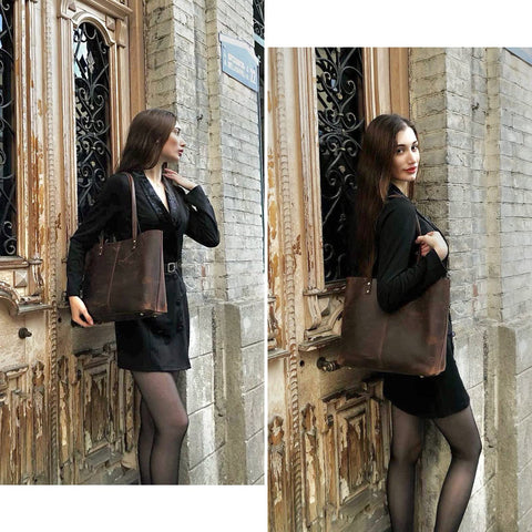Kattee Genuine Leather Totes for Women Shoulder Bag Top Handle Satchel Purse Set 3pcs 3-in-1 Kattee