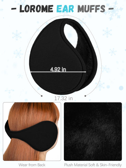 Earmuffs Hat Gloves Scarf Set Women, Black Gray White Mix Touchscreen Gloves Ear Warmer Knit Scarf Beanie for Winter LOROME