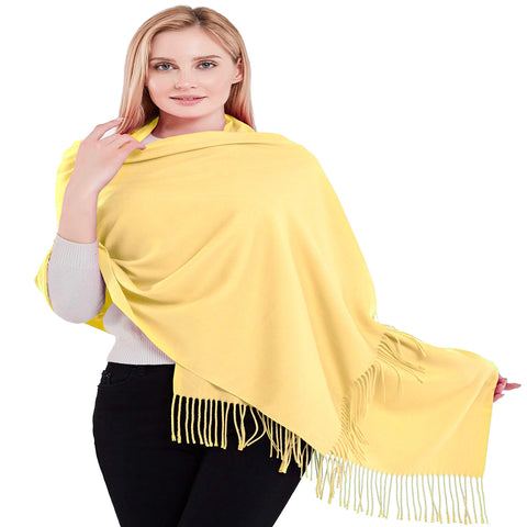 CJ Apparel Light Gold 100% Cashmere Shawl Pashmina Scarf Wrap Stole Head Wrap Hand Made in Nepal New
