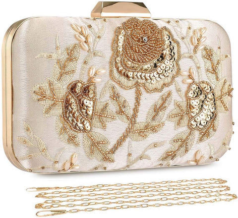 UBORSE Embroidery Sequin Beaded Clutch Purses for Women Evening Bags Formal Party Wedding Purses Prom Cocktail Party Handbags UBORSE