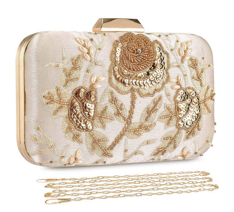 UBORSE Embroidery Sequin Beaded Clutch Purses for Women Evening Bags Formal Party Wedding Purses Prom Cocktail Party Handbags UBORSE