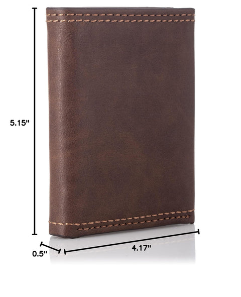 Columbia Men's RFID Genuine Leather Trifold Wallet With ID Window, Credit Card Pockets Columbia