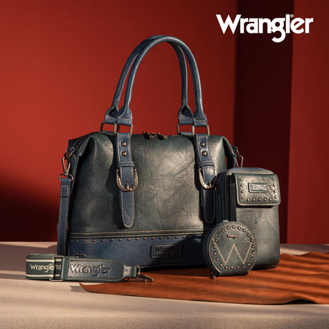 Wrangler 3Pcs Doctor Bag Set for Women, Top Handle Satchel Purse Barrel Handbags Cell Phone Purse Leather Hobo Bags WG48S-S5110JN Montana West