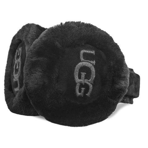 UGG Women's Water Resistant Sheepskin Earmuffs with Embroidered Logo, Black, One Size UGG