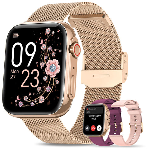 Smart Watches for Women, 1.91" HD Fitness Tracker Watch with Blood Pressure/Heart Rate Monitor, Bluetooth 5.3 Make Calls Smart Watch for Android/iOS Phones, IP68 Waterproof Fitness Watch for Women Banlvs