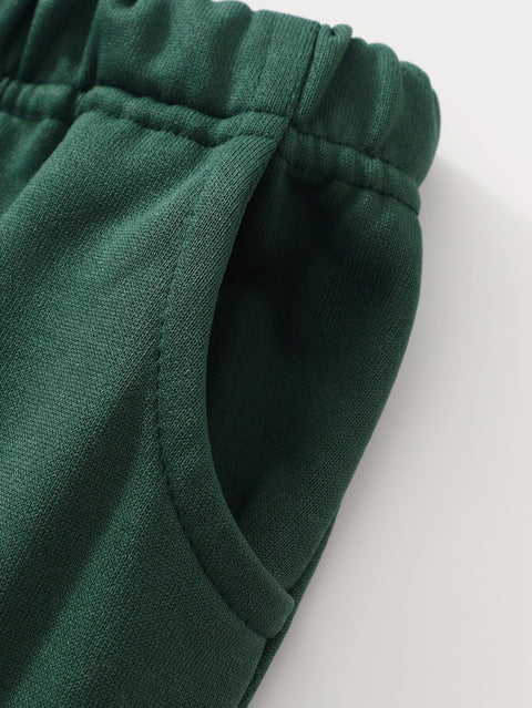 Fdqin 2Pcs Kids Boys Flannel Plaid Shirt Tops Pants Set Hoodie Sweatsuit for Fall Winter Spring Outfits Green 7-8 Years