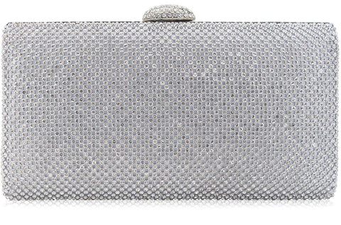 Dexmay Large Rhinestone Crystal Clutch Evening Bag Women Formal Purse for Cocktail Prom Party Silver DEXMAY DM