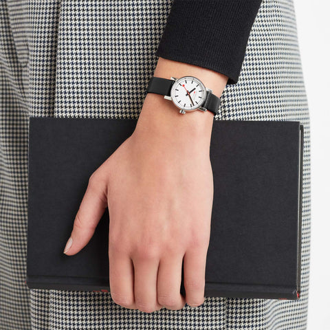 Mondaine - Evo2 MSE.26110.LB Womens Watch 26mm - Official Swiss Railways Wrist Watch Black Leather Strap 30m Waterproof Sapphire Crystal - Womans Watches - Made in Switzerland Mondaine