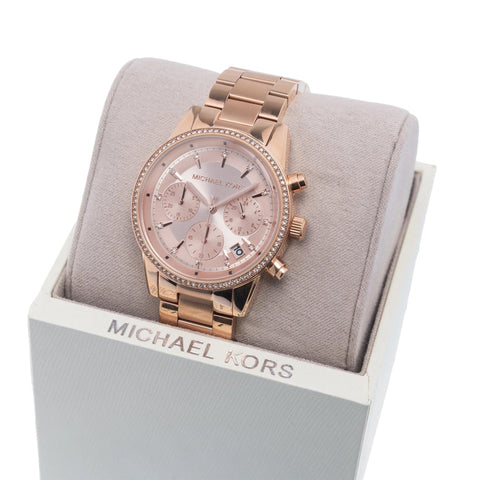 Michael Kors Ritz Chronograph Rose Gold-Tone Stainless Steel Women's Watch (Model: MK6357) Michael Kors