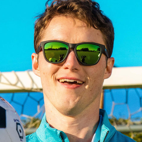 goodr Vincent's Absinthe Night Terrors Polarized Sunglasses for Men & Women, Medium Sized (OG), Black Solid Frame with Green Gold Mirrored Reflective Lenses, UV400 Protection, No Slip, No Bounce