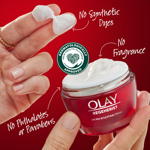 Olay Face Moisturizer, Regenerist Micro-Sculpting Cream for Women, Fragrance-Free - Hydrating, Anti-Aging, Anti-Wrinkle, Firming Skin Care - Hyaluronic Acid, Niacinamide, Amino Peptides, 1.7 Oz