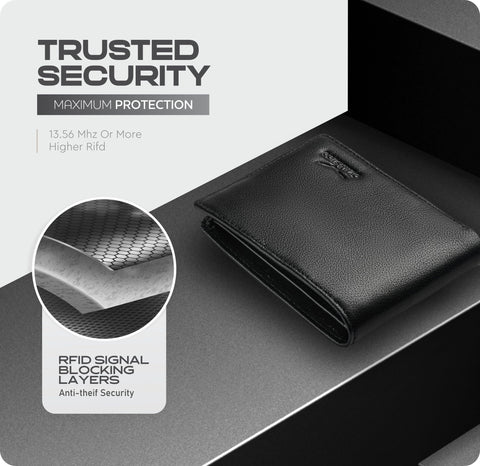 Claasico Men’s Bifold Wallet for Men – Genuine Leather RFID Wallet, Slim Billfold Cardholder w/ID Window – Gift Box Included