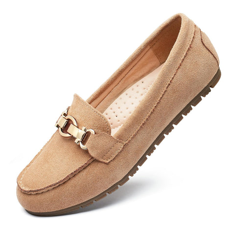 Cvistpieo Loafers for Women Business Casual Shoes Comfortable & Lightweight Penny Loafers Slip On Work Flats Suede Beige Size 8