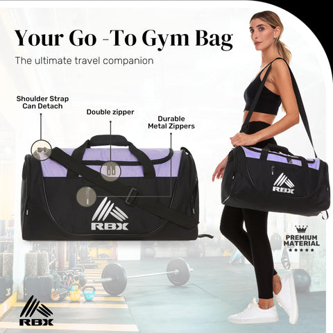 RBX Gym Bags for Men, Small Gym Bag for Women with Shoe Compartment, Duffle Bag for Travel, Sports Bag, Camping, Weekend, Carry On, Overnight Duffel Bag for Women with Shoulder Strap RBX