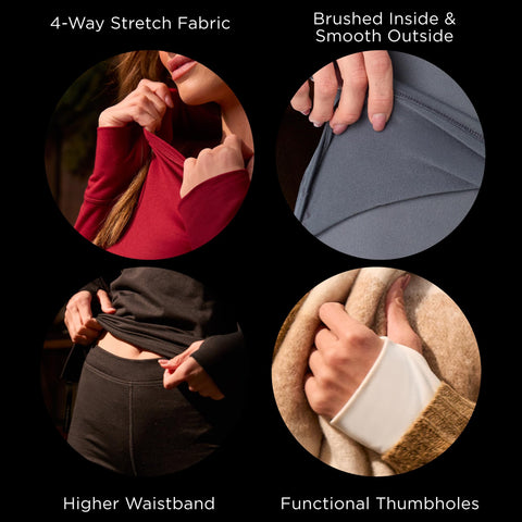 Cuddl Duds Thermal Underwear for Women - Women's Cold Weather Clothes Fleece Lined Thermal Long Johns Set - Winter Base Layer Clothing Thermal Shirt Top and Leggings Pants 2Pc Set for Women - Black M