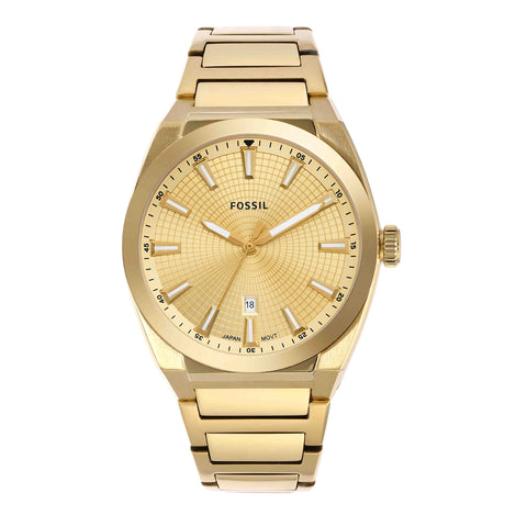 Fossil Men's Everett Quartz Stainless Steel Three-Hand Watch, Color: Gold (Model: FS5965) Fossil