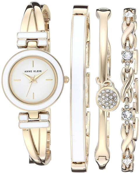 Anne Klein Women's Bangle Watch and Premium Crystal Accented Bracelet Set Anne Klein