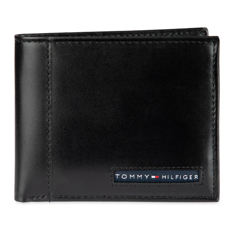 Tommy Hilfiger Men's Leather Wallet – Slim Bifold with 6 Credit Card Pockets and Removable ID Window, Black Cambridge, One Size