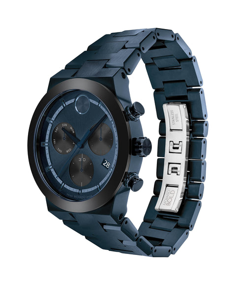 Movado Bold Fusion Men's Watch - Swiss Quartz Chronograph Movement, Stainless Steel Link Bracelet - 5 ATM Water Resistance - Luxury Fashion Timepiece for Him - 44mm Movado