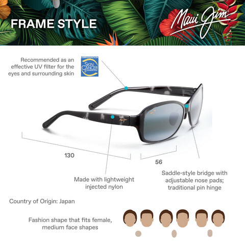 Maui Jim Women's Koki Beach Polarized Universal Fit Fashion Sunglasses, Black and Grey Tortoise/Neutral Grey, Medium Maui Jim