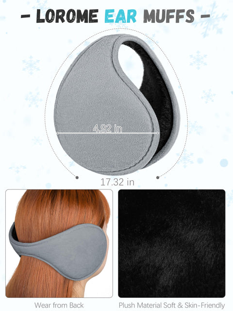 Winter Hat Scarf Gloves and Ear Warmer, Warm Knit Beanie Hat Touch Screen Gloves Set Winter Gifts Neck Scarves for Women Light Gray LOROME