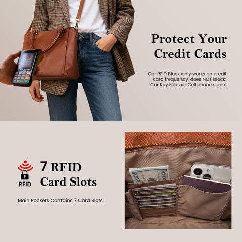 befen Soft Genuine Leather Purses for Women Small Tote Bag Handbags Crossbody Bags Top Handles Satchel Purse Shoulder Bag with RFID Card Slots Cognac Brown